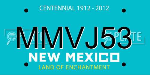 MMVJ53 New Mexico License Plate