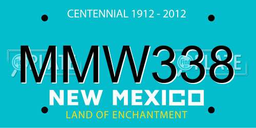 MMW338 New Mexico License Plate