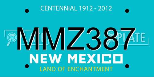 MMZ387 New Mexico License Plate