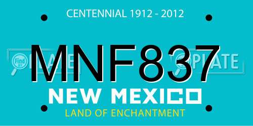 MNF837 New Mexico License Plate