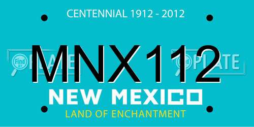 MNX112 New Mexico License Plate
