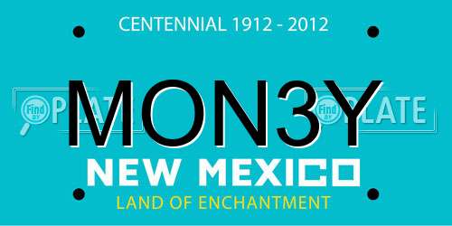 MON3Y New Mexico License Plate