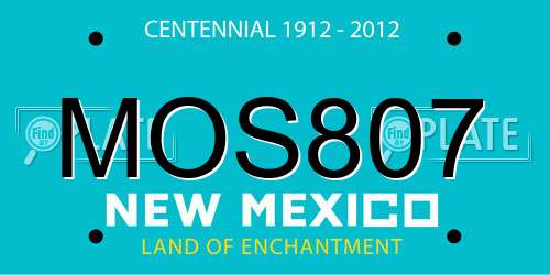 MOS807 New Mexico License Plate