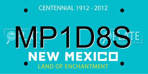MP1D8S New Mexico License Plate