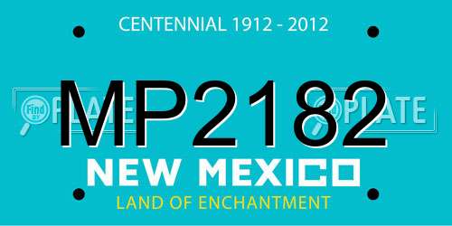 MP2182 New Mexico License Plate