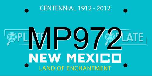 MP972 New Mexico License Plate
