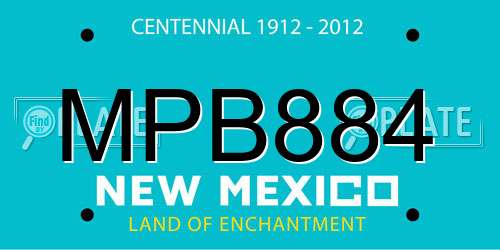 MPB884 New Mexico License Plate