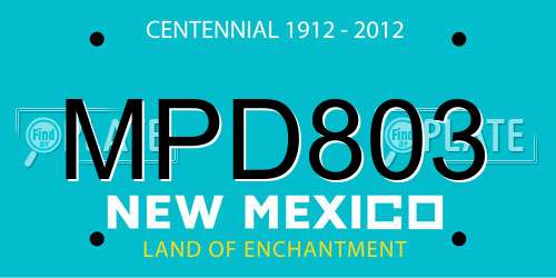 MPD803 New Mexico License Plate