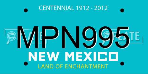 MPN995 New Mexico License Plate