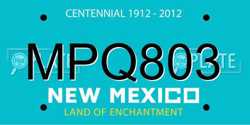 MPQ803 New Mexico License Plate