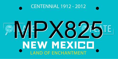 MPX825 New Mexico License Plate