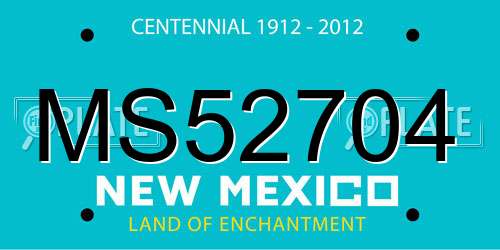 MS52704 New Mexico License Plate
