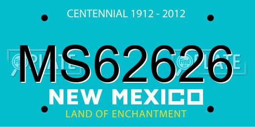 MS62626 New Mexico License Plate