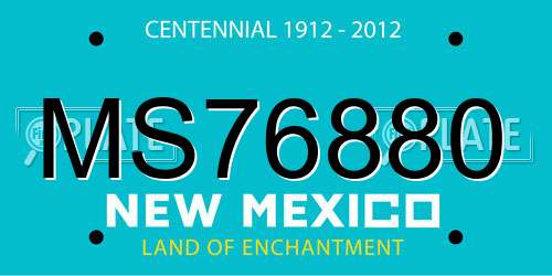 MS76880 New Mexico License Plate