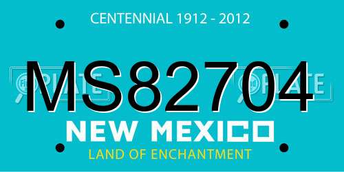 MS82704 New Mexico License Plate
