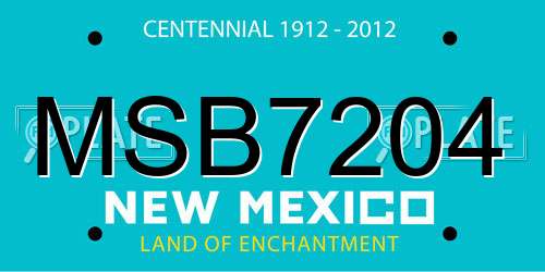 MSB7204 New Mexico License Plate