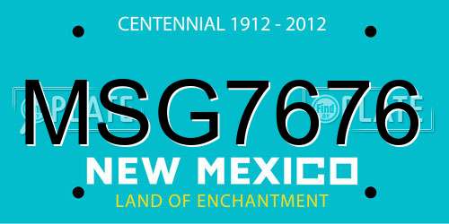 MSG7676 New Mexico License Plate