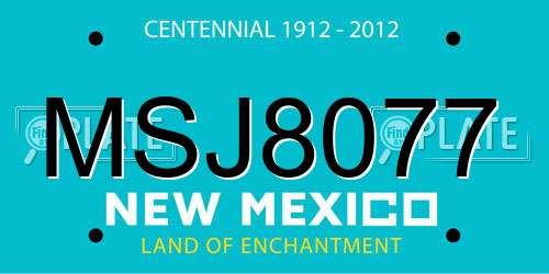 MSJ8077 New Mexico License Plate
