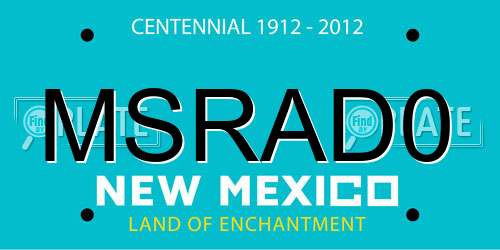 MSRAD0 New Mexico License Plate