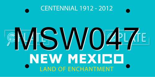 MSW047 New Mexico License Plate