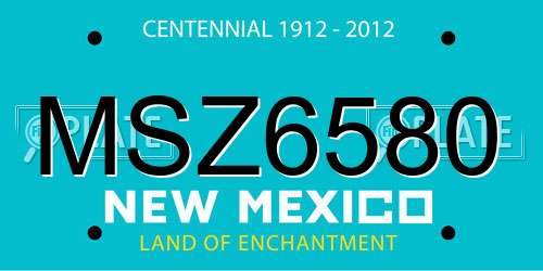MSZ6580 New Mexico License Plate