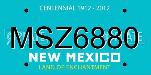 MSZ6880 New Mexico License Plate