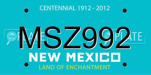 MSZ992 New Mexico License Plate