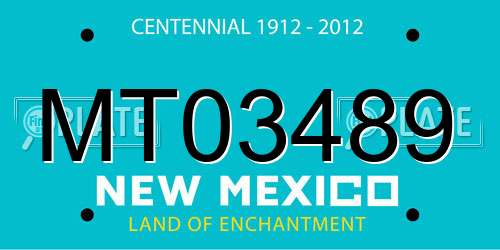 MT03489 New Mexico License Plate