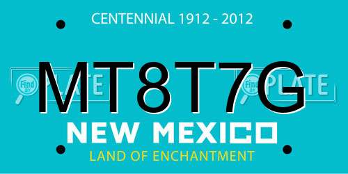 MT8T7G New Mexico License Plate