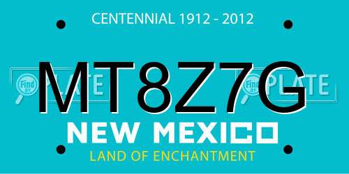 MT8Z7G New Mexico License Plate