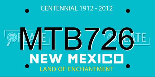 MTB726 New Mexico License Plate