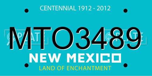MTO3489 New Mexico License Plate