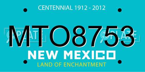 MTO8753 New Mexico License Plate