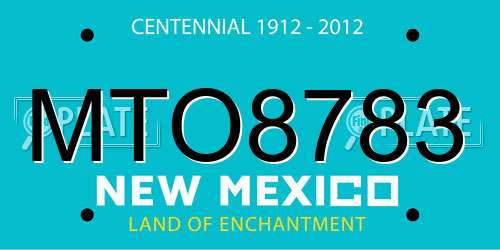 MTO8783 New Mexico License Plate