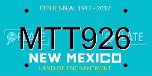 MTT926 New Mexico License Plate