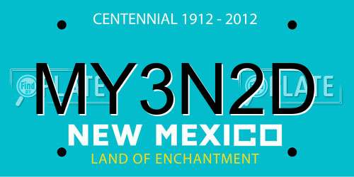 MY3N2D New Mexico License Plate