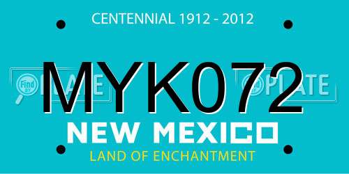 MYK072 New Mexico License Plate