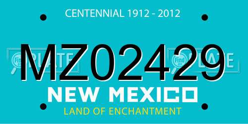 MZ02429 New Mexico License Plate