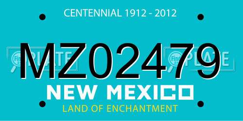 MZ02479 New Mexico License Plate