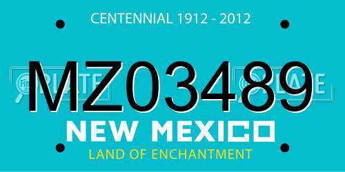 MZ03489 New Mexico License Plate