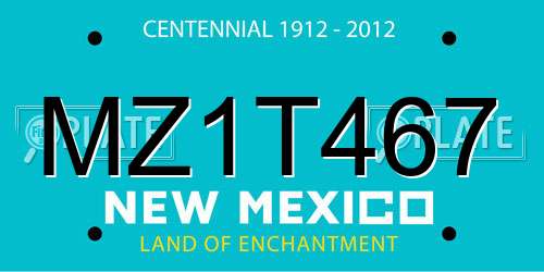 MZ1T467 New Mexico License Plate