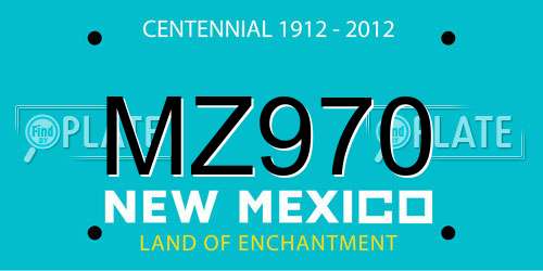 MZ970 New Mexico License Plate