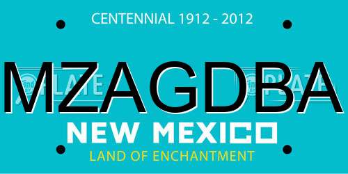 MZAGDBA New Mexico License Plate