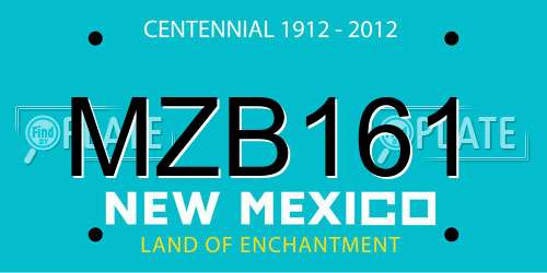 MZB161 New Mexico License Plate