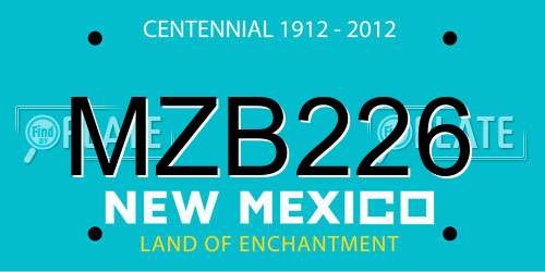MZB226 New Mexico License Plate