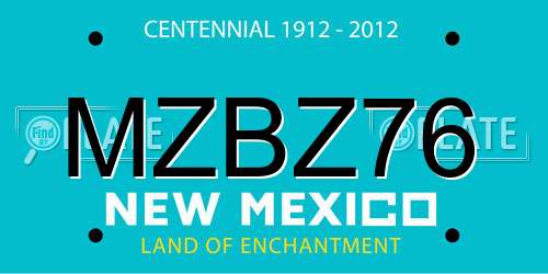 MZBZ76 New Mexico License Plate