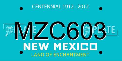 MZC603 New Mexico License Plate
