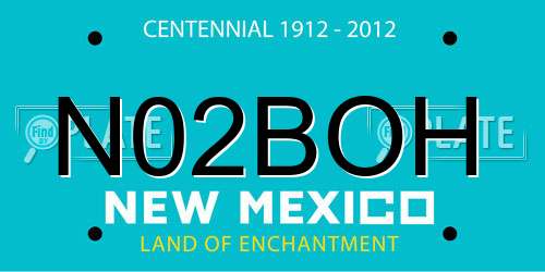 N02BOH New Mexico License Plate