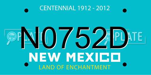 N0752D New Mexico License Plate