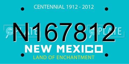N167812 New Mexico License Plate